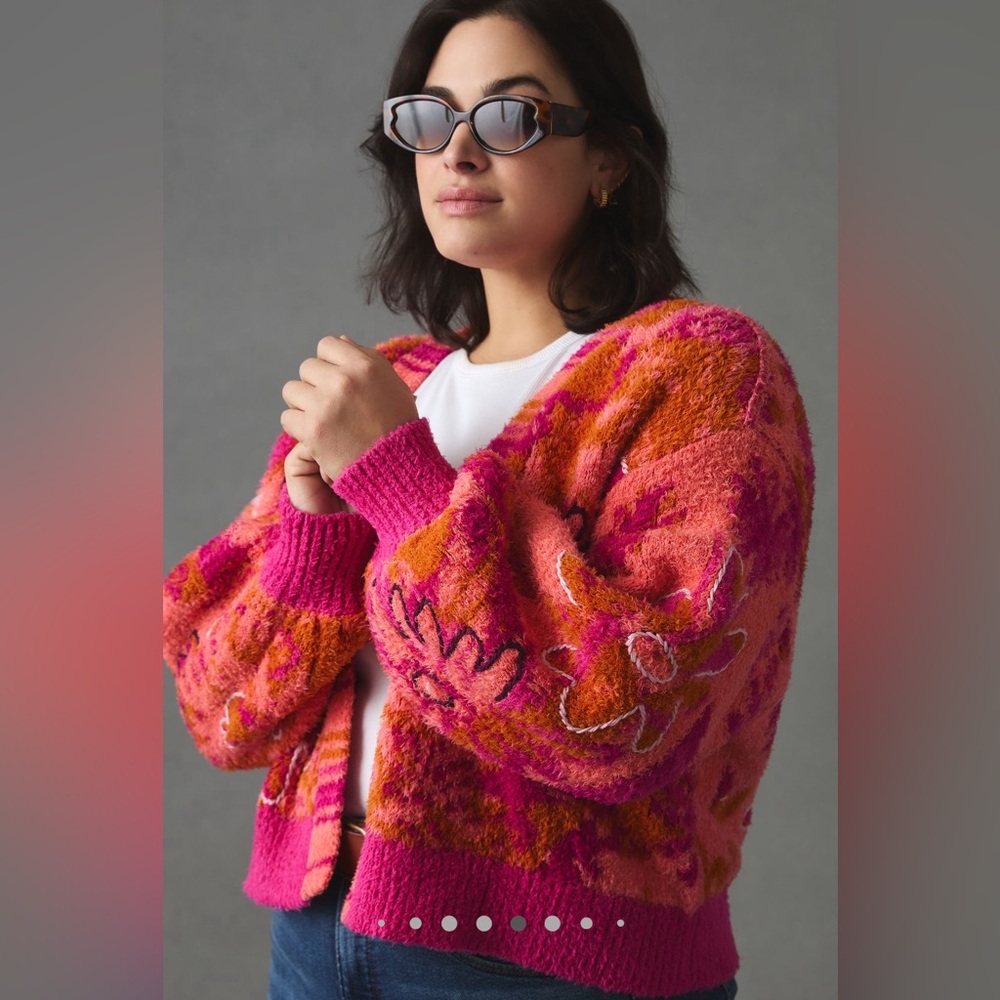 Anthropologie Pink and Orange Cardigan